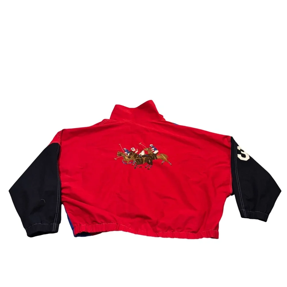 Polo Ralph Lauren Mens XL‎ Colorblock Lace Up Windbreaker Jacket Triple Pony